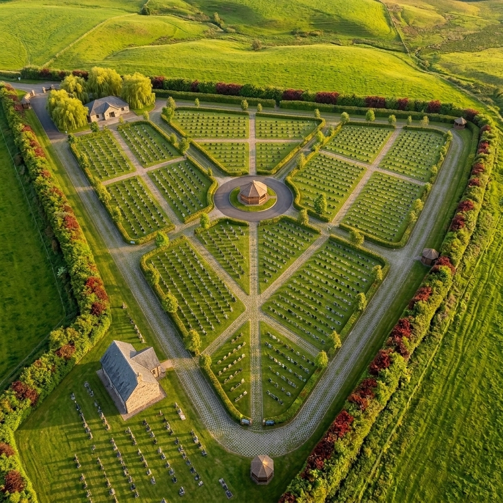 Aerial view of Gardens of Serenity memorial garden