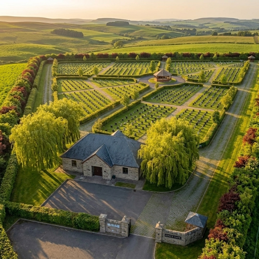 View from King's Gate entrance across Gardens of Serenity